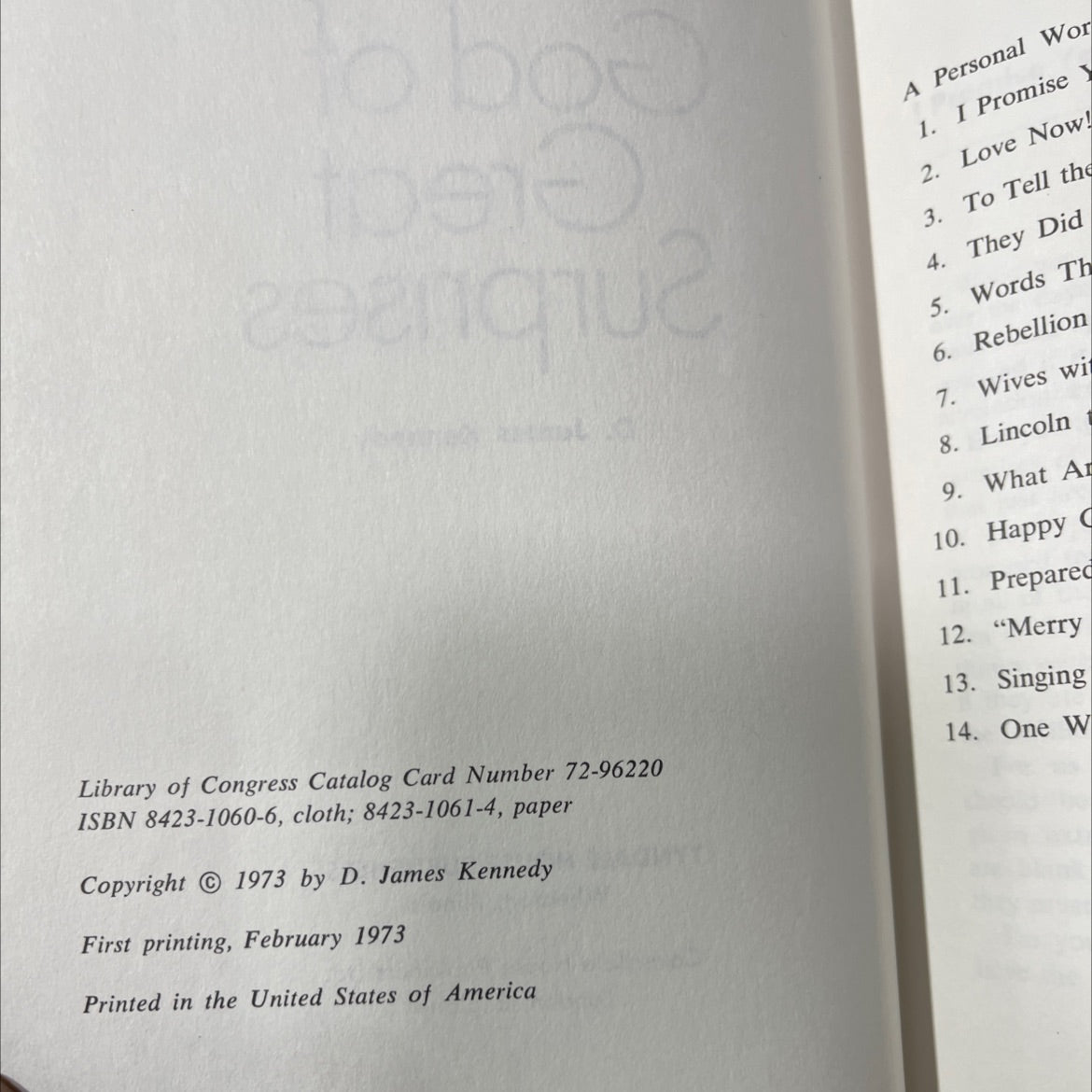 the god of great surprises book, by d. james kennedy, 1973 Hardcover image 3