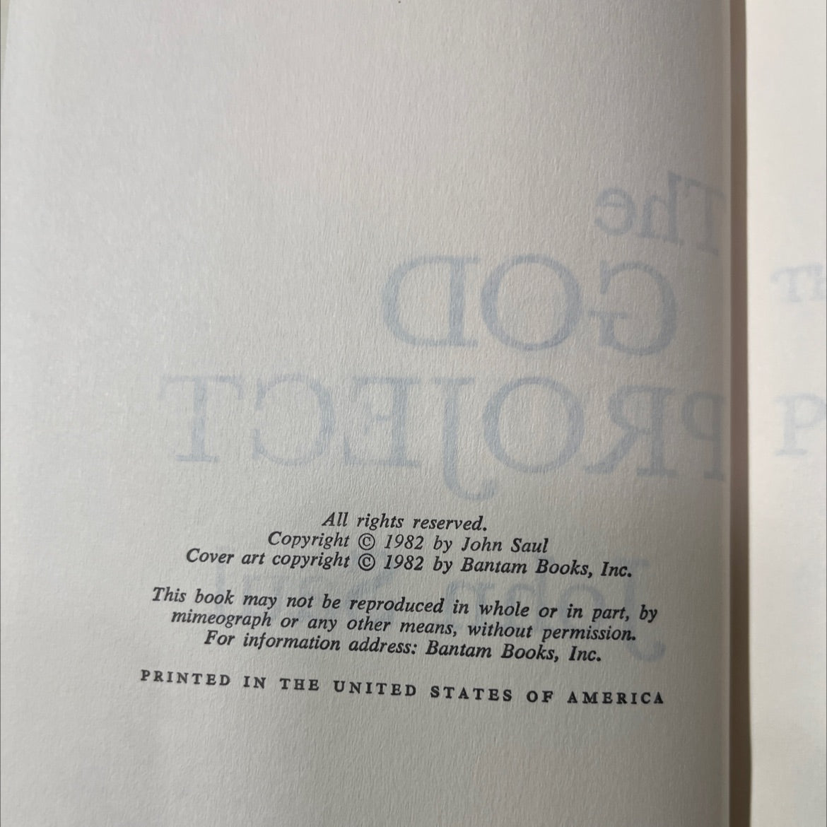 the god ohio project book, by John Saul, 1982 Hardcover image 3