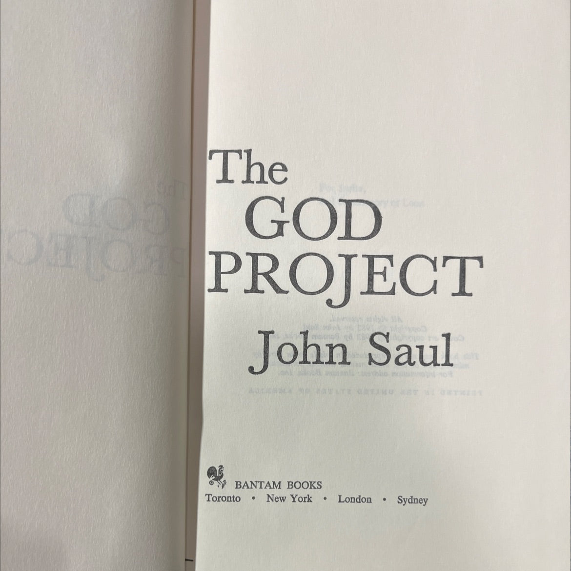 the god ohio project book, by John Saul, 1982 Hardcover image 2