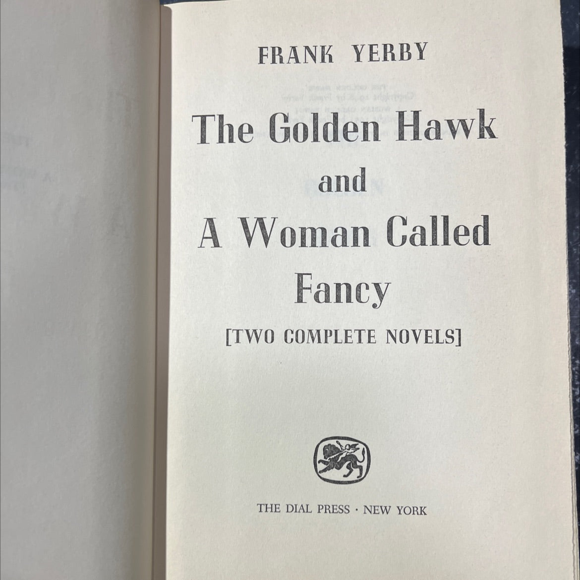 the golden hawk and a woman called fancy book, by frank yerby, 1951 Hardcover image 2