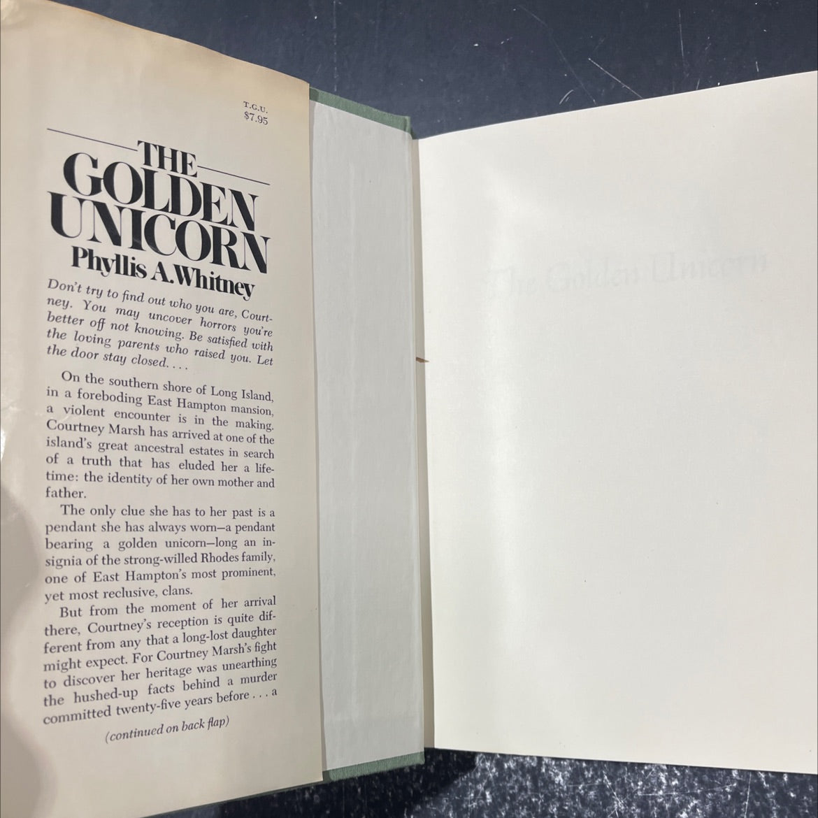 the golden unicorn book, by Phyllis A. Whitney, 1976 Hardcover image 4