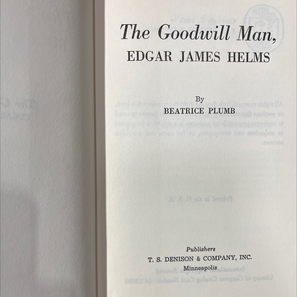 the goodwill man book, by edgar james helms, 1965 Hardcover image 2