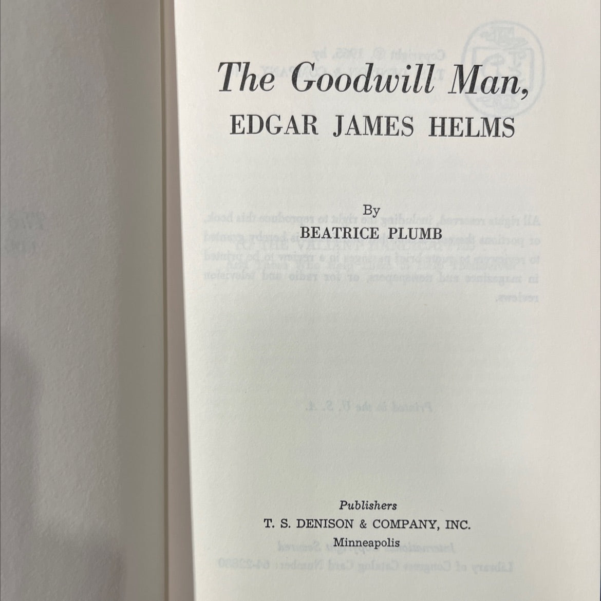 the goodwill man book, by edgar james helms, 1965 Hardcover image 2