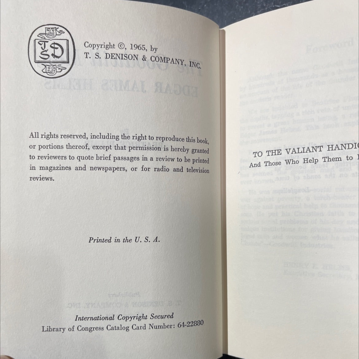 the goodwill man book, by edgar james helms, 1965 Hardcover image 3