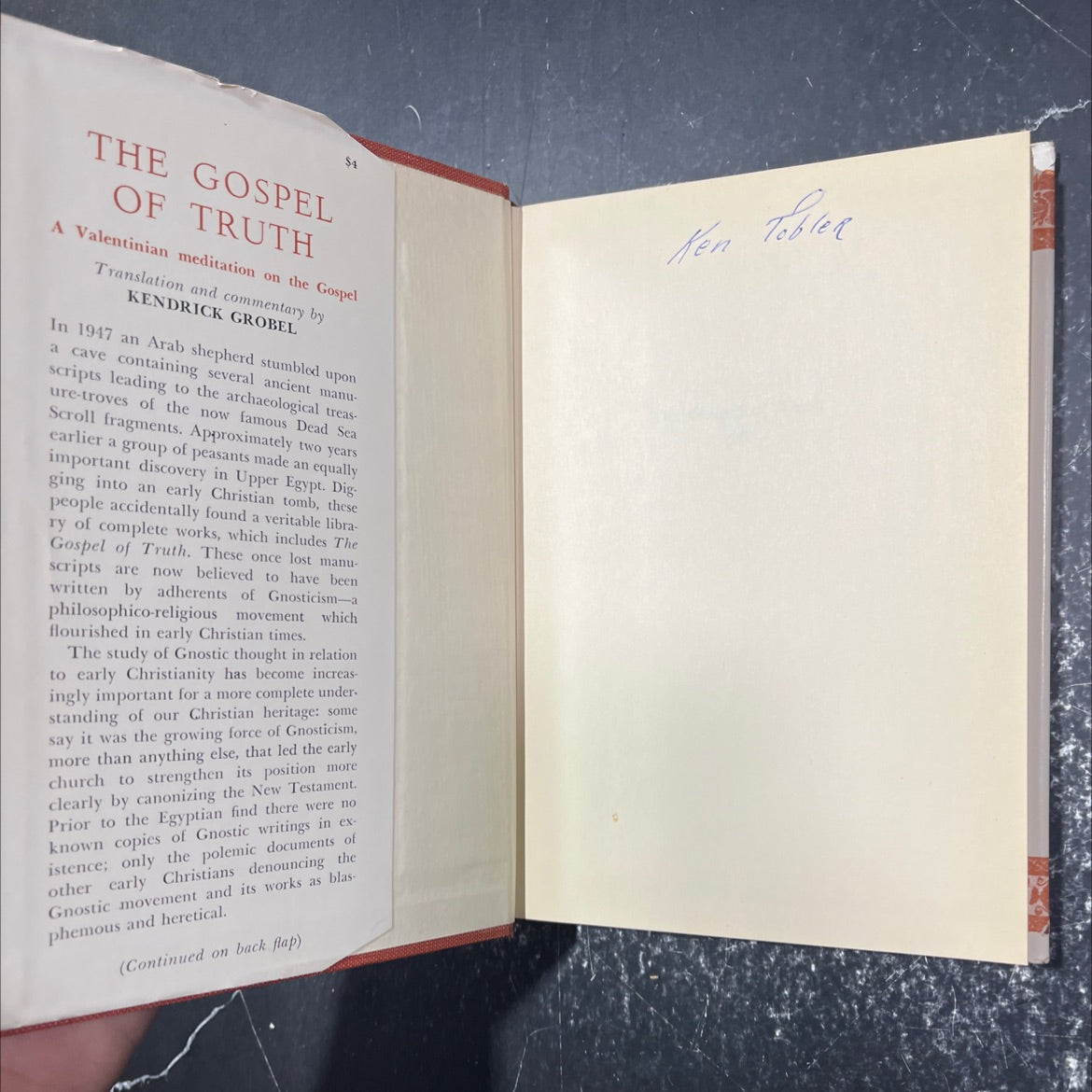 the gospel of truth a valentinian meditation on the gospel book, by kendrick grobel, 1960 Hardcover image 4