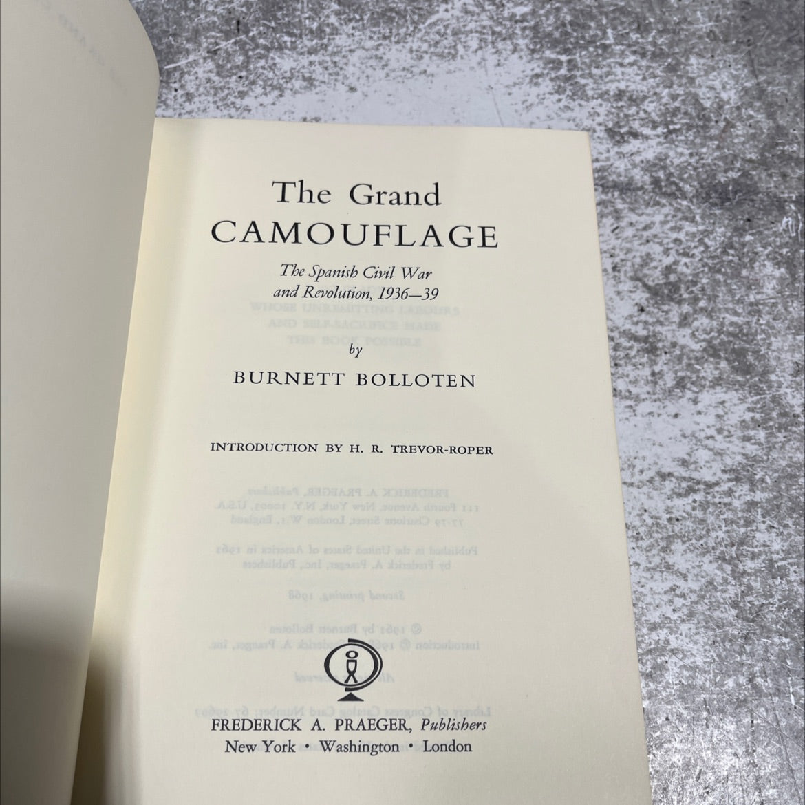 the grand camouflage the spanish civil war and revolution 1936-39 book, by burnett bolloten, 1968 Hardcover image 2