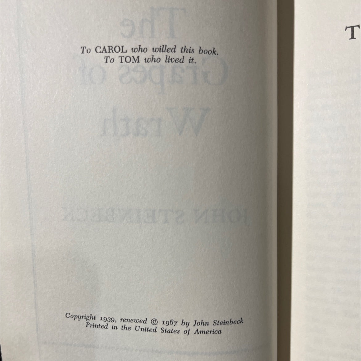 the grapes of wrath book, by john steinbeck, 1967 Hardcover image 3