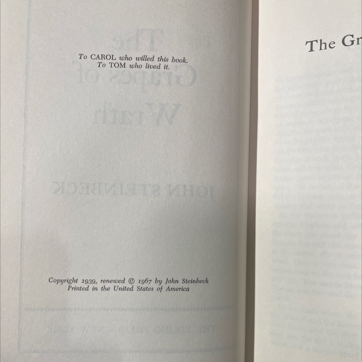 the grapes of wrath book, by john steinbeck, 1967 Hardcover image 3