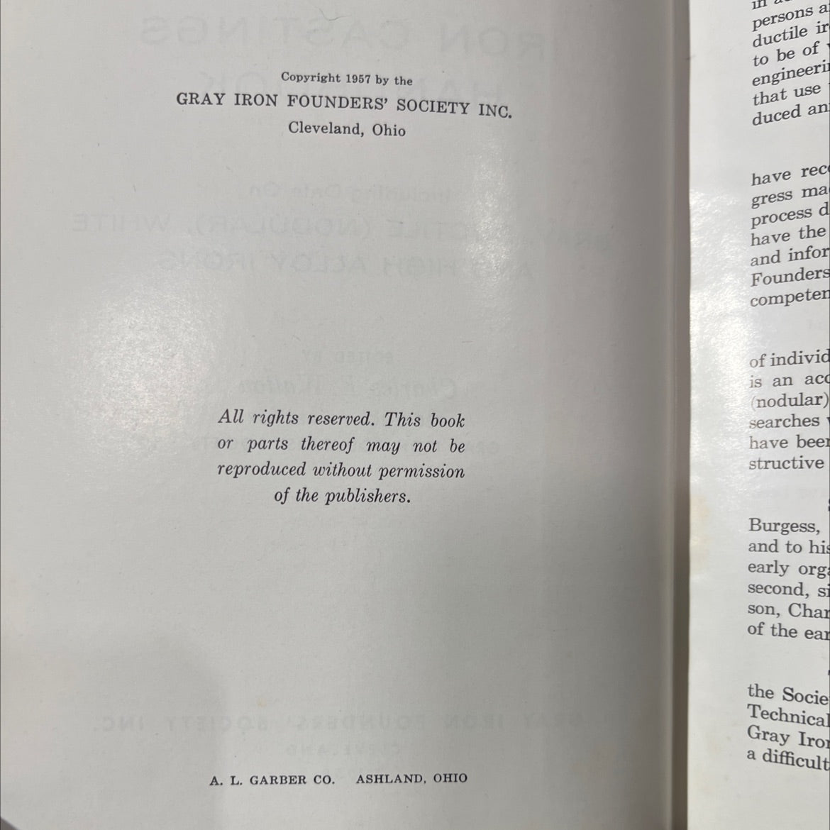 the gray iron castings handbook including data on gray, ductile (nodular), white and high alloy irons book, by Charles image 3