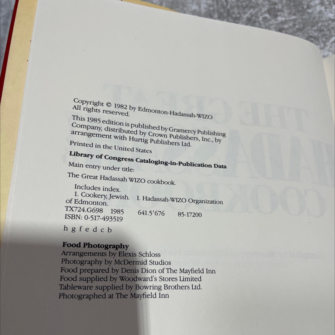 the great hadassah cookbook book, by members of edmonton hadassah-wizo, 1985 Hardcover image 3