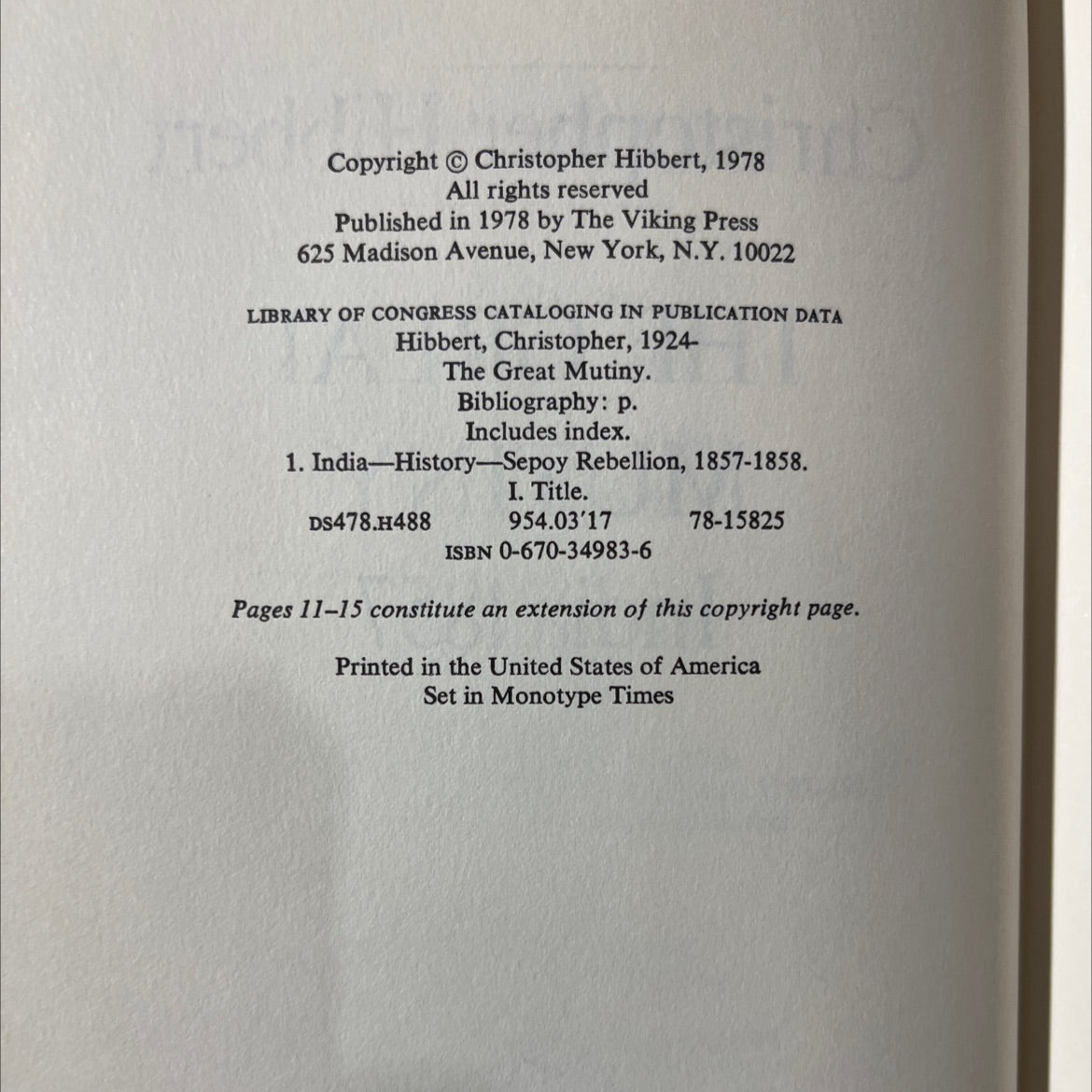 the great mutiny book, by Christopher Hibbert, 1978 Hardcover image 3