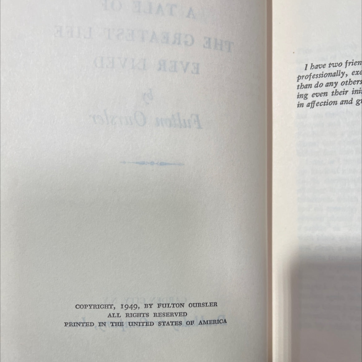 the greatest story ever told a tale of the greatest life ever lived book, by fulton oursler, 1949 Hardcover image 3