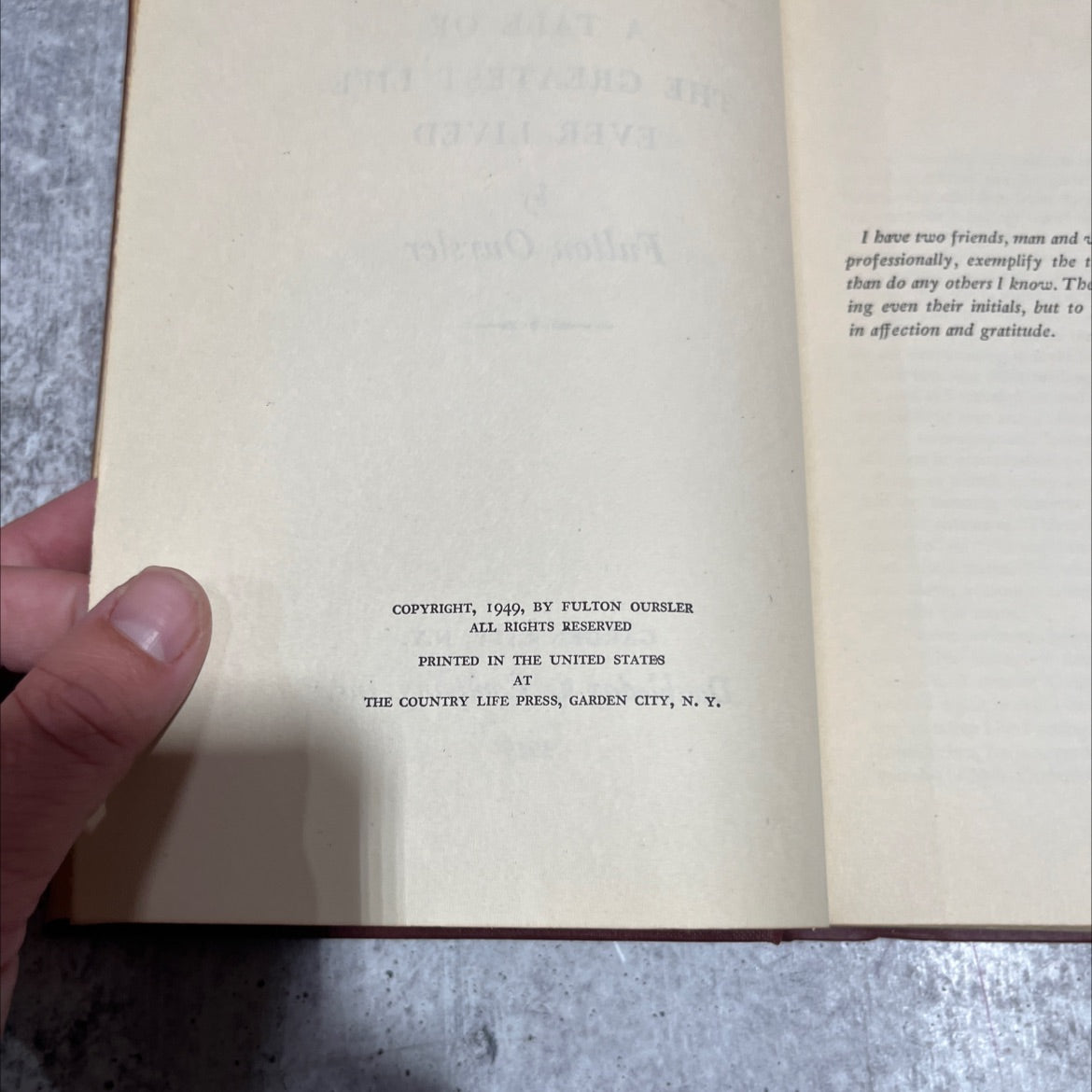 the greatest story ever told a tale of the greatest life ever lived book, by fulton oursler, 1949 Hardcover image 3