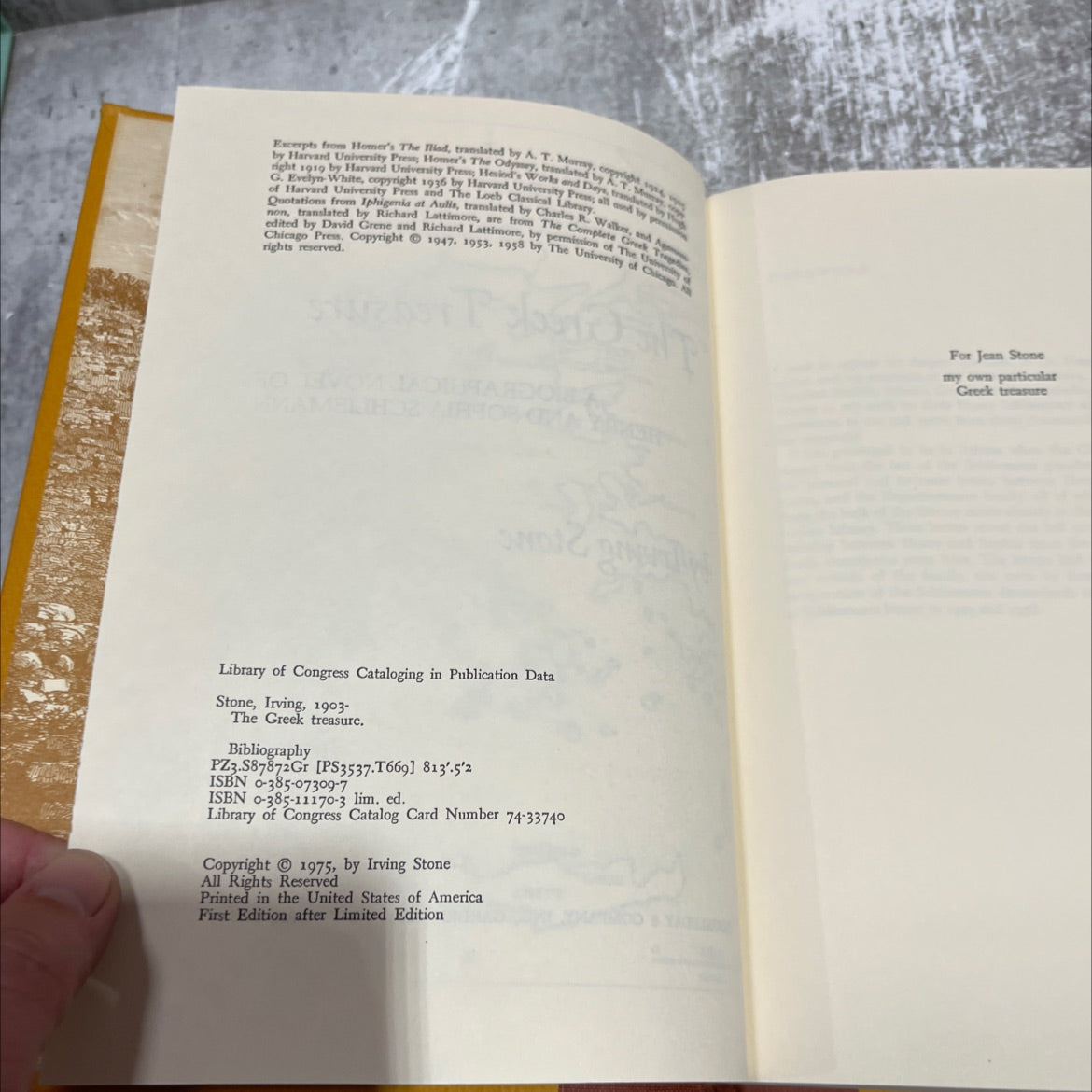 SIGNED the greek treasure book, by irving stone, 1975 Hardcover, Vintage image 3