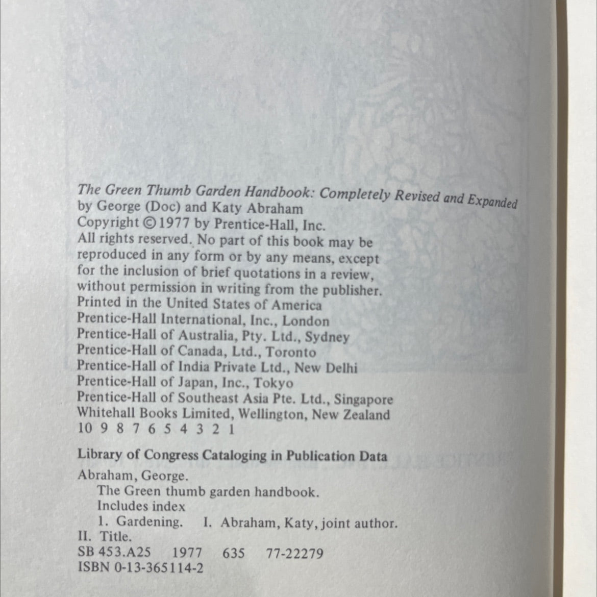 the green thumb garden handbook completely revised and expanded book, by George (Doc) and Katy Abraham, 1977 Hardcover image 3