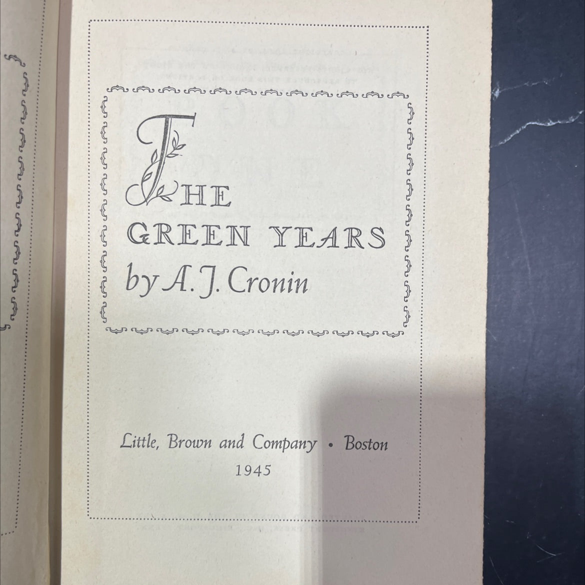 the green years book, by A.J. Cronin, 1945 Hardcover image 2