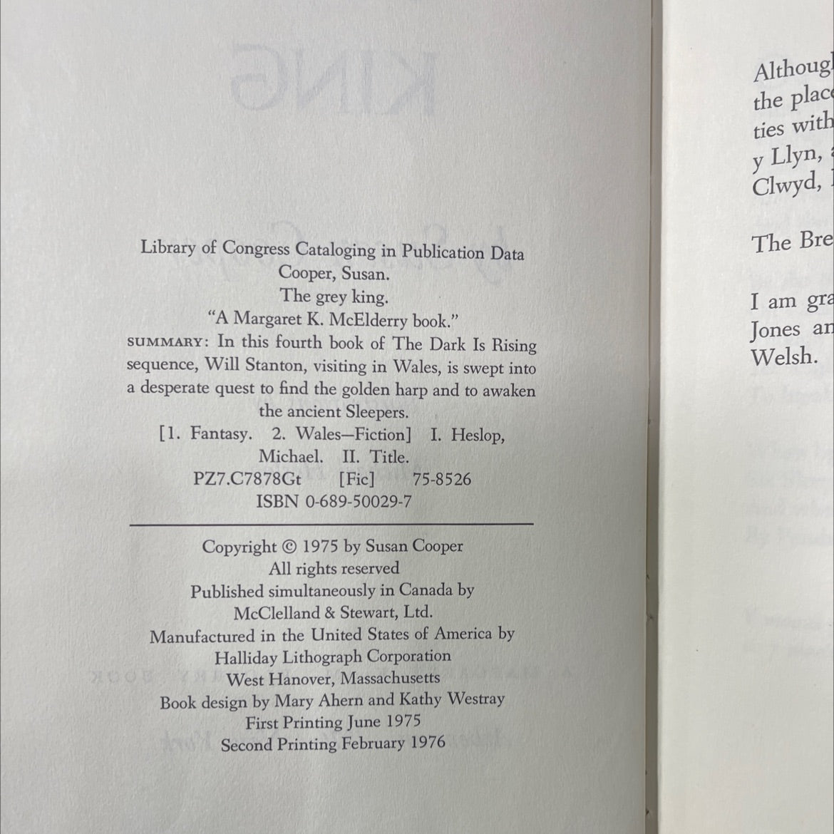 the grey king book, by Susan Cooper, 1976 Hardcover image 3