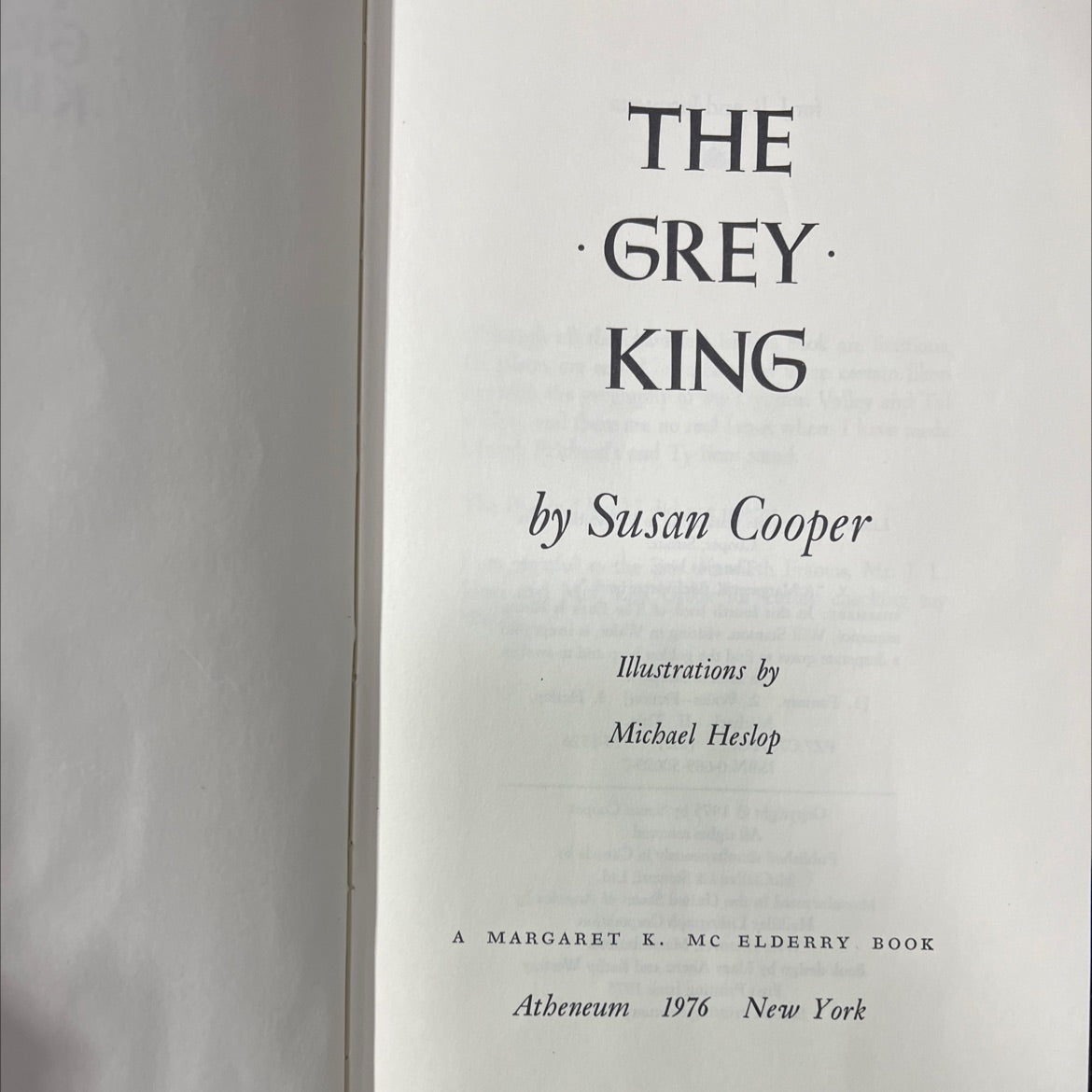 the grey king book, by Susan Cooper, 1976 Hardcover image 2