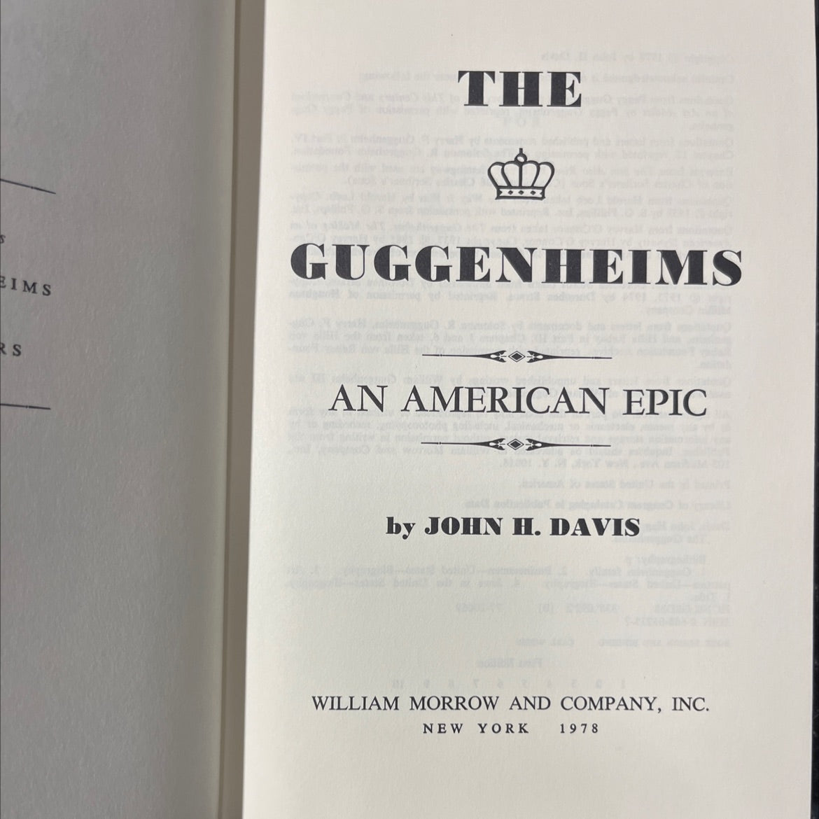 the guggenheims eims rs an american epic book, by john h. davis, 1978 Hardcover image 2