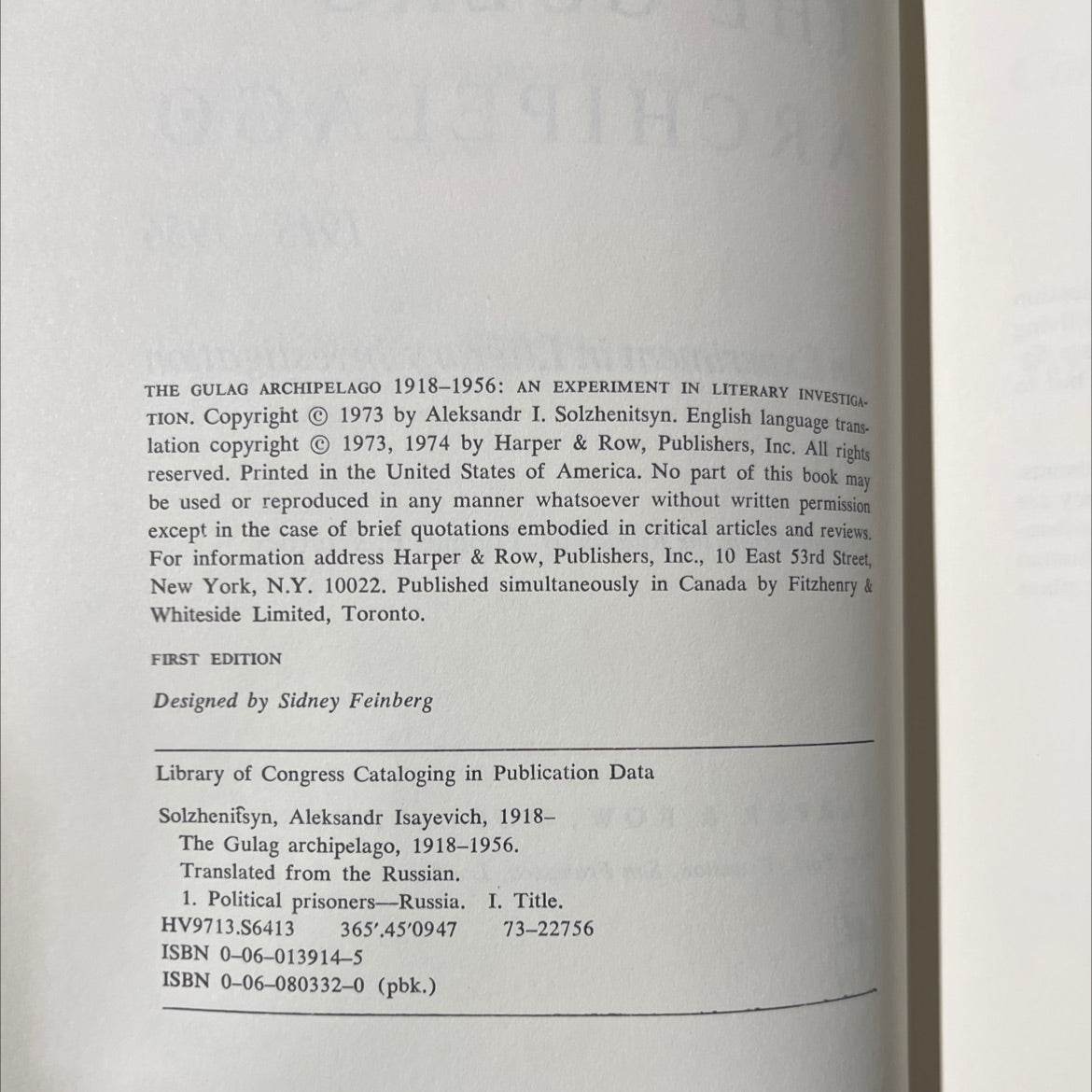 the gulag archipelago 1918-1956: an experiment in literary investigation book, by aleksandr i. solzhenitsyn, 1974 image 3
