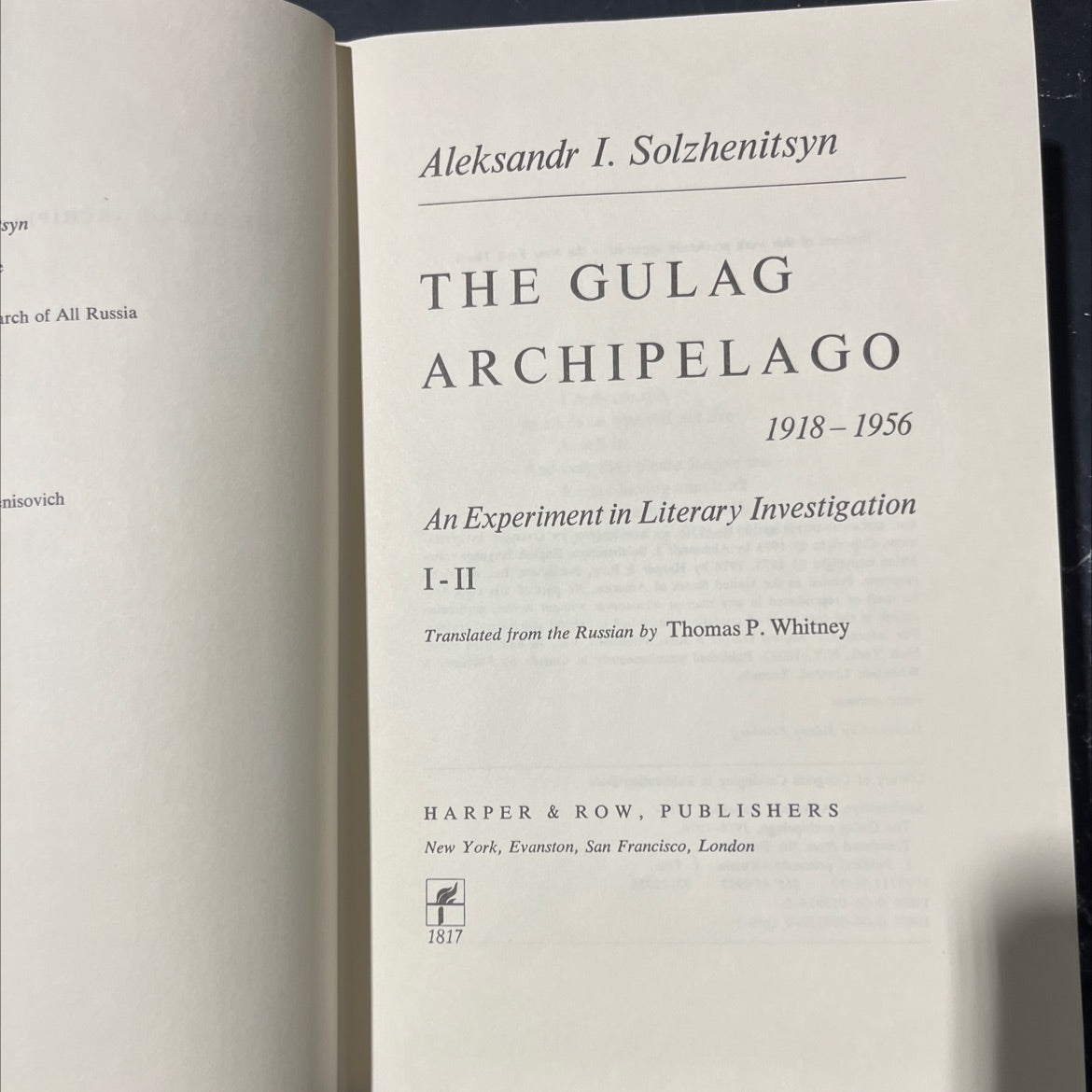 the gulag archipelago 1918-1956: an experiment in literary investigation book, by aleksandr i. solzhenitsyn, 1974 image 2