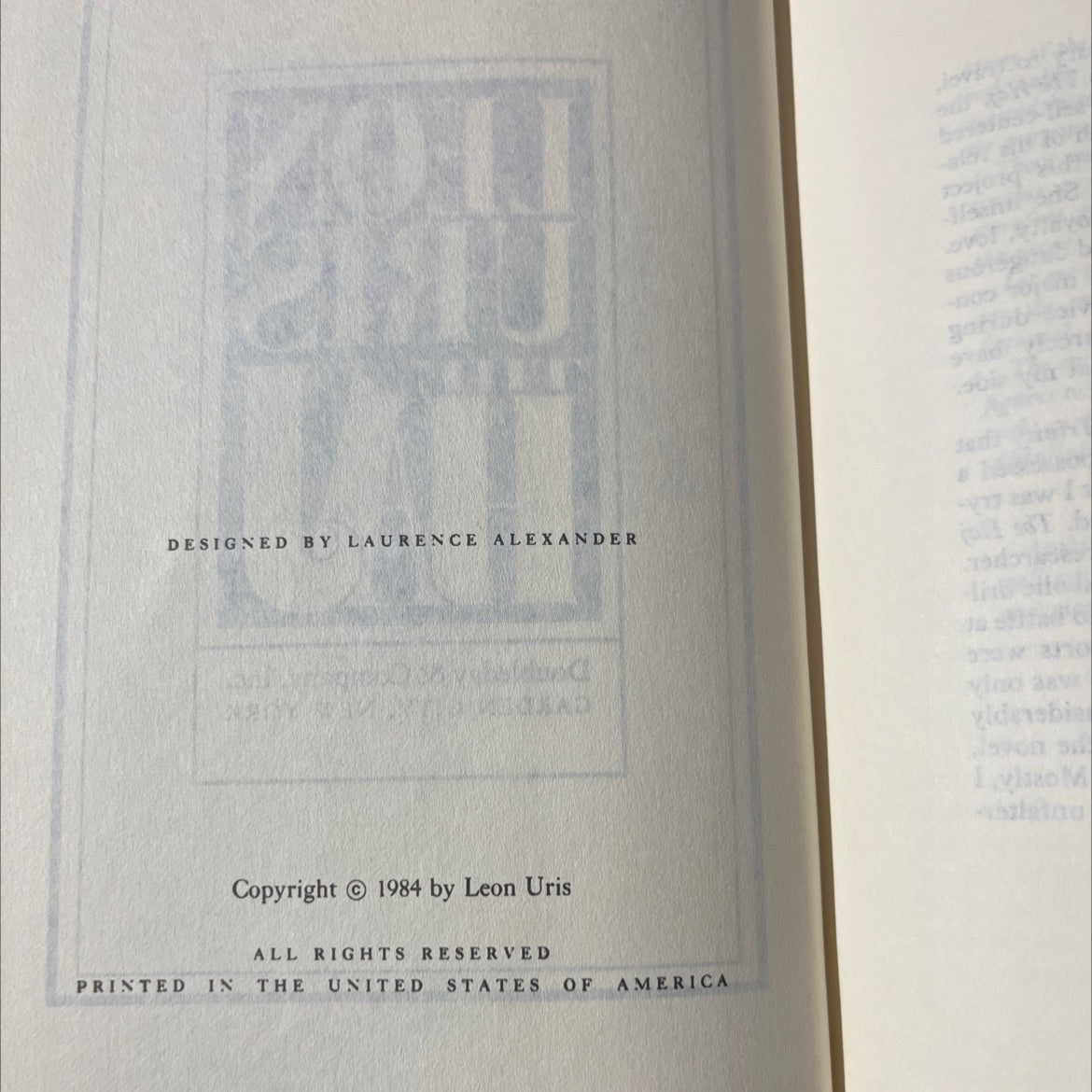 the haj book, by Leon Uris, 1984 Hardcover image 3