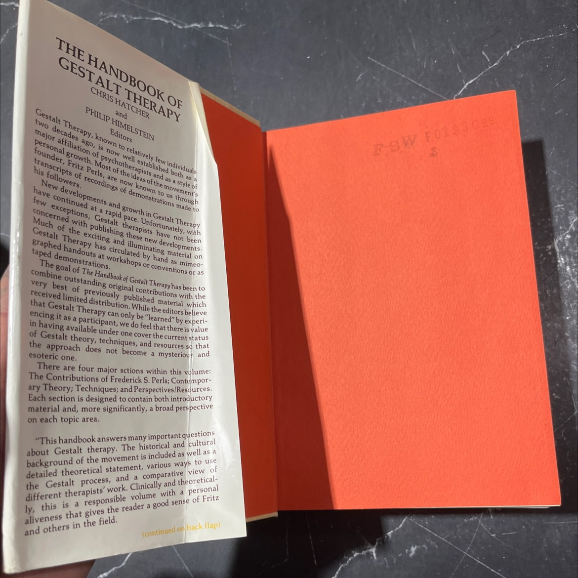 the handbook of gestalt therapy book, by chris hatcher and philip himelstein, 1978 Hardcover image 4