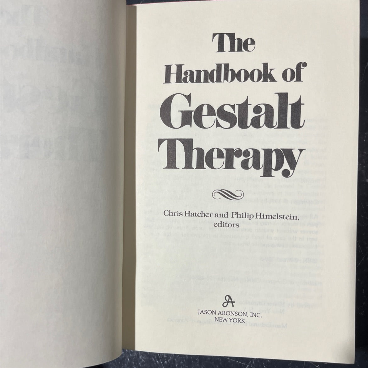 the handbook of gestalt therapy book, by chris hatcher and philip himelstein, 1978 Hardcover image 2