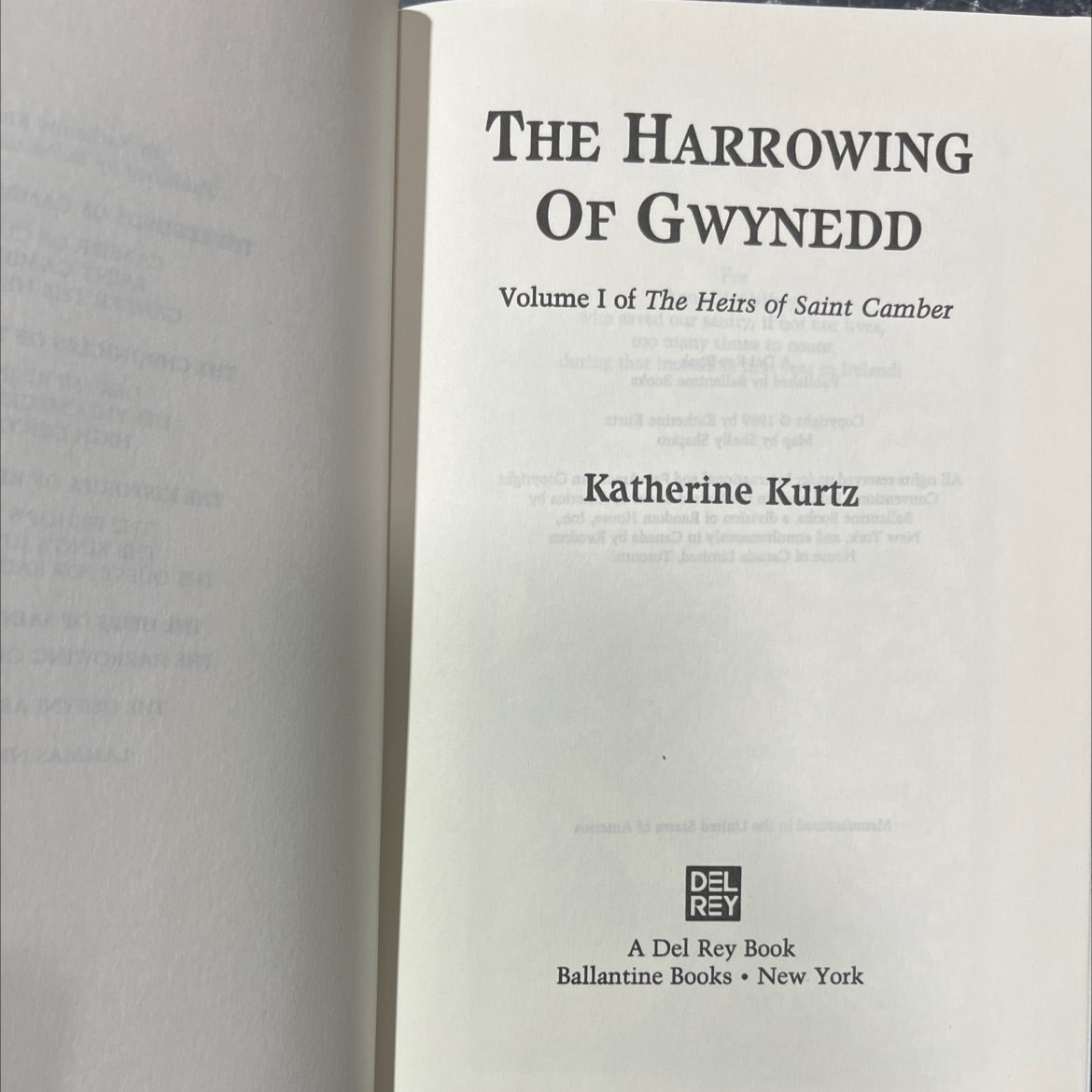 the harrowing of gwynedd book, by Katherine Kurtz, 1989 Hardcover image 2