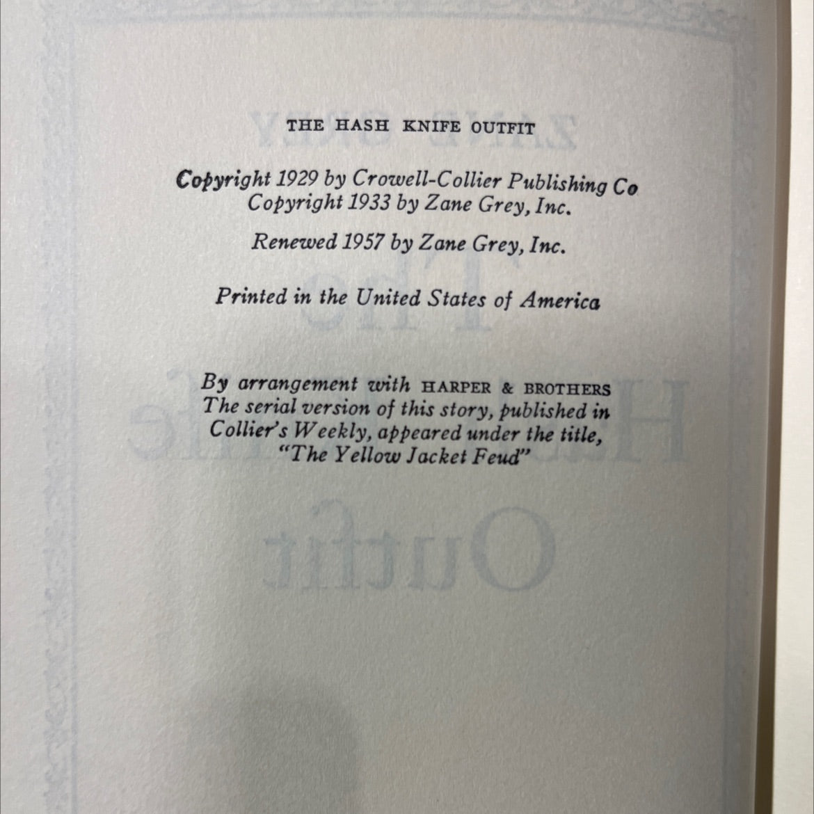 the hash knife outfit book, by zane grey, 1957 Hardcover image 3