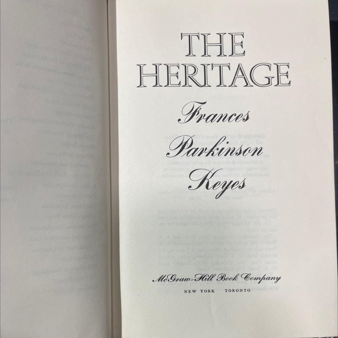 the heritage book, by Frances Parkinson Keyes, 1968 Hardcover image 2