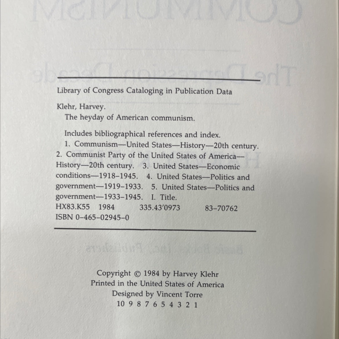 the heyday of american communism book, by harvey klehr, 1984 Hardcover image 3