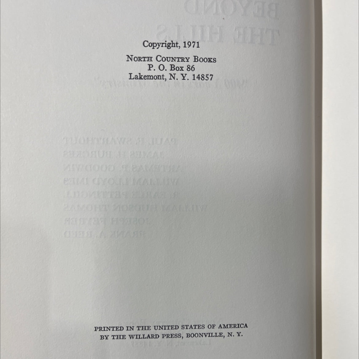 the hills beyond the hills book, by paul f. swarthout, james h. burckes, artemas p. goodwin, william lloyd imes, r. image 3