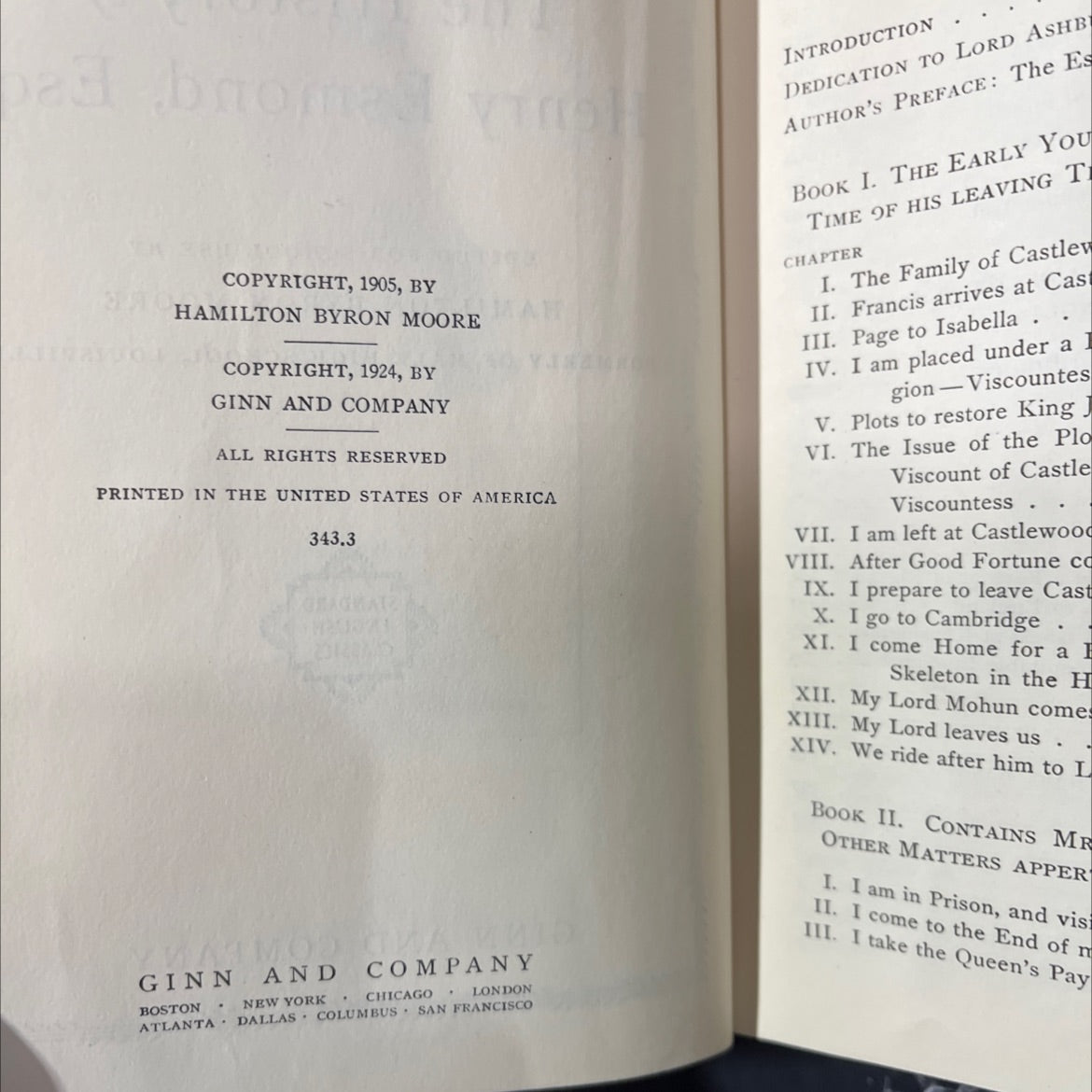 the history of henry esmond, esq. book, by william makepeace thackeray, 1924 Hardcover image 3