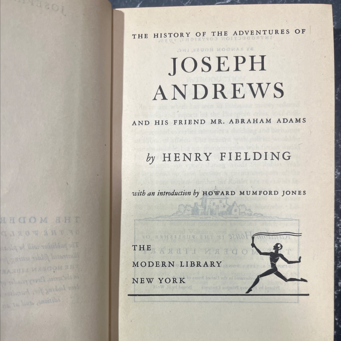 the history of the adventures of joseph andrews and his friend mr. abraham adams book, by henry fielding, 1939 Hardcover image 2