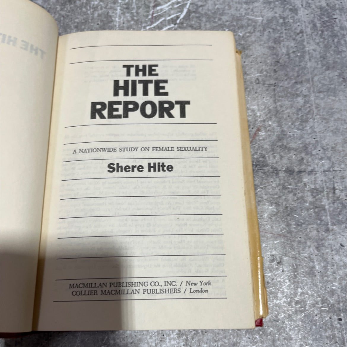 the hite report a nationwide study on female sexuality book, by Shere Hite, 1976 Hardcover image 2