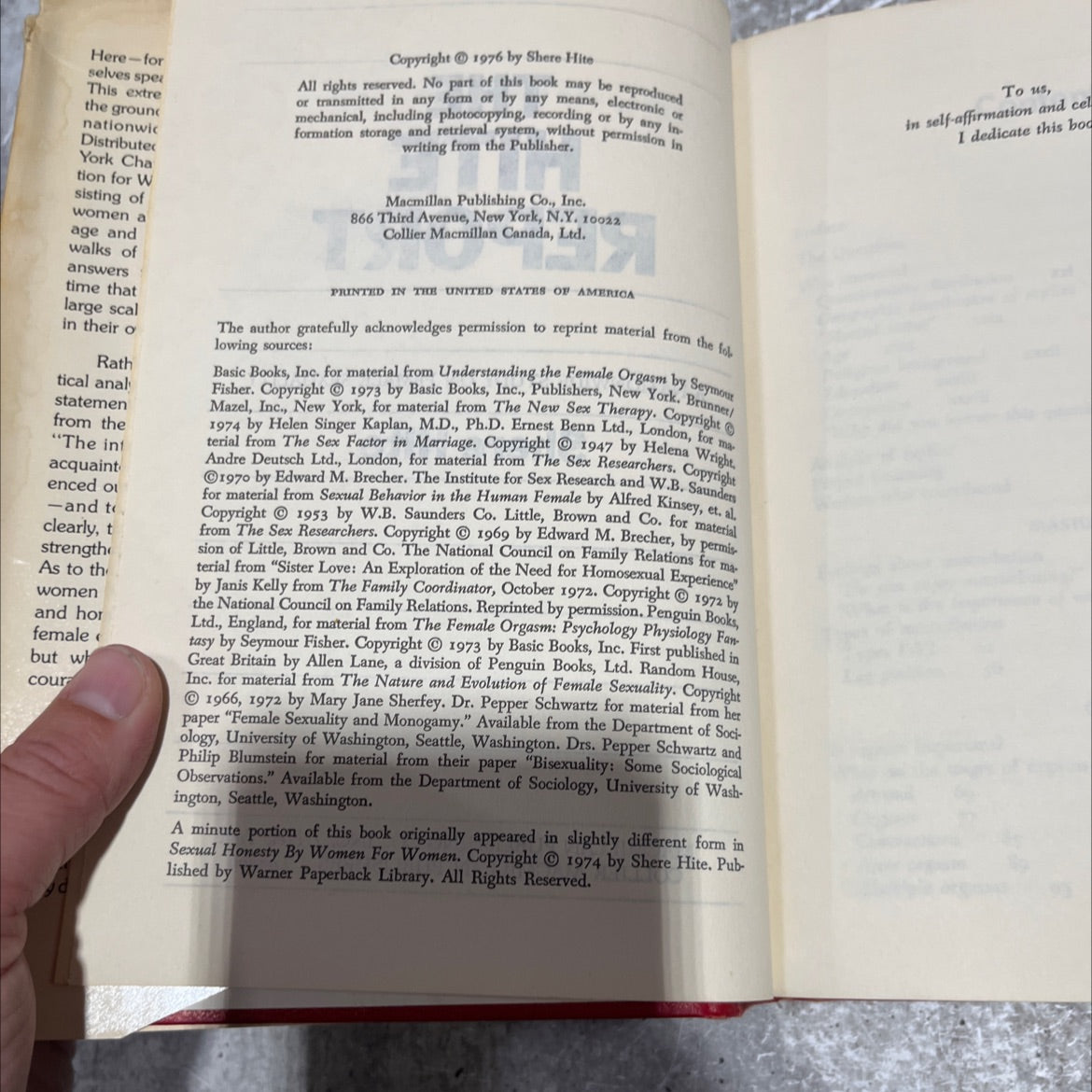 the hite report a nationwide study on female sexuality book, by Shere Hite, 1976 Hardcover image 3