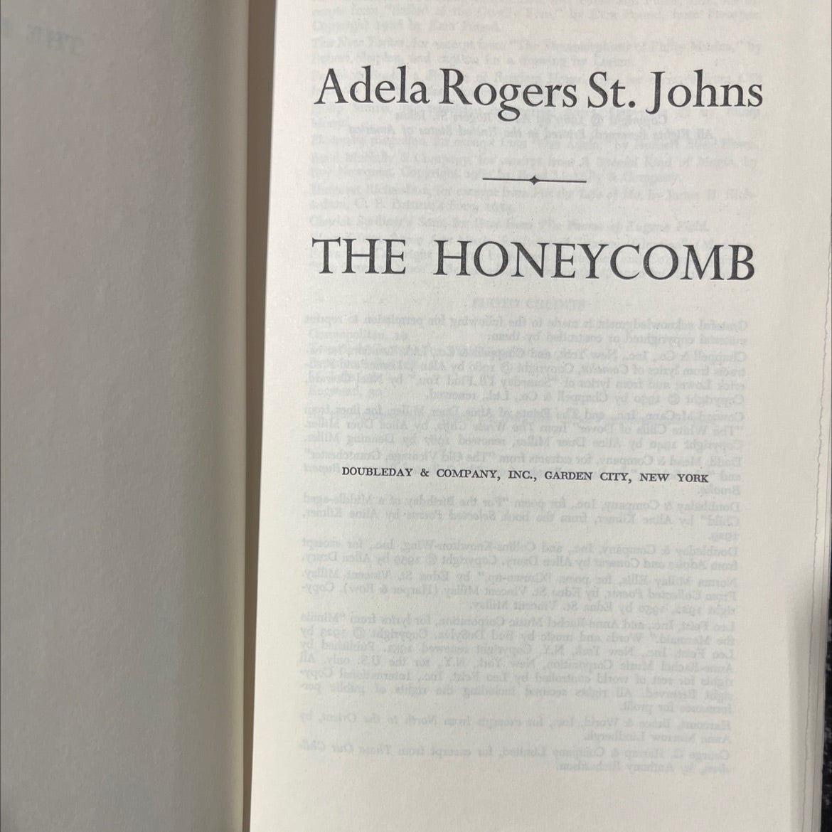 the honeycomb book, by Adela Rogers St. Johns, 1969 Hardcover image 2