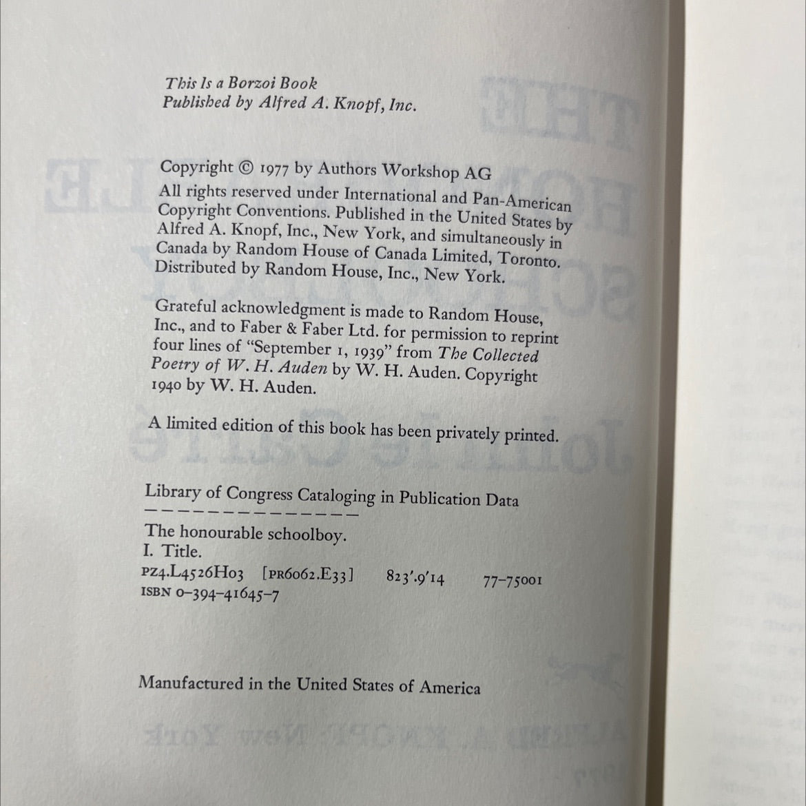 the honourable schoolboy book, by John le Carré, 1977 Hardcover image 3