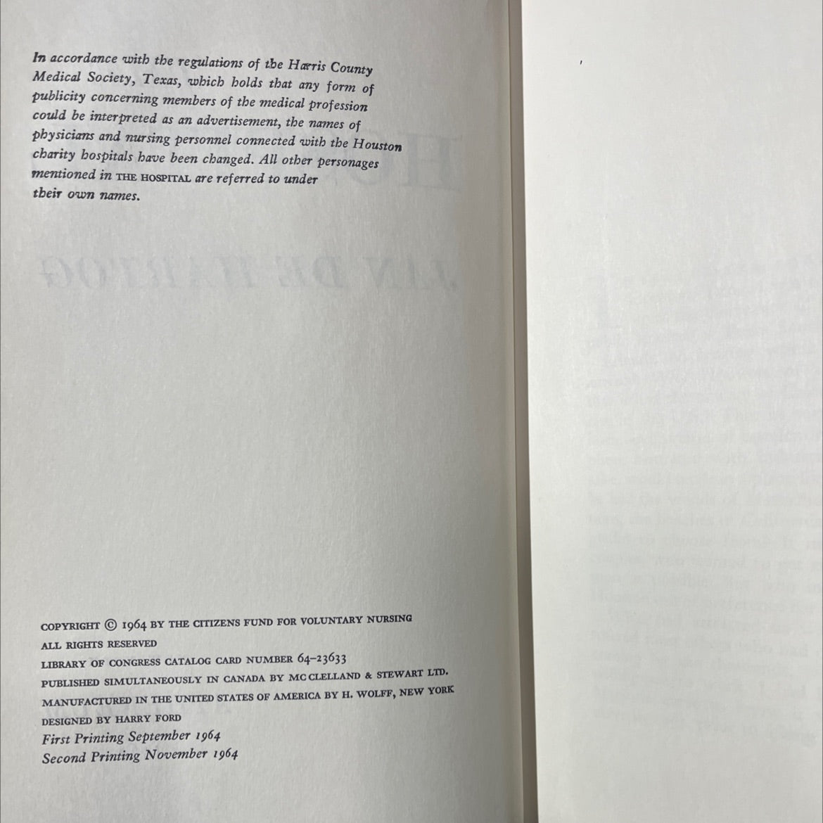 the hospital book, by jan de hartog, 1964 Hardcover image 3