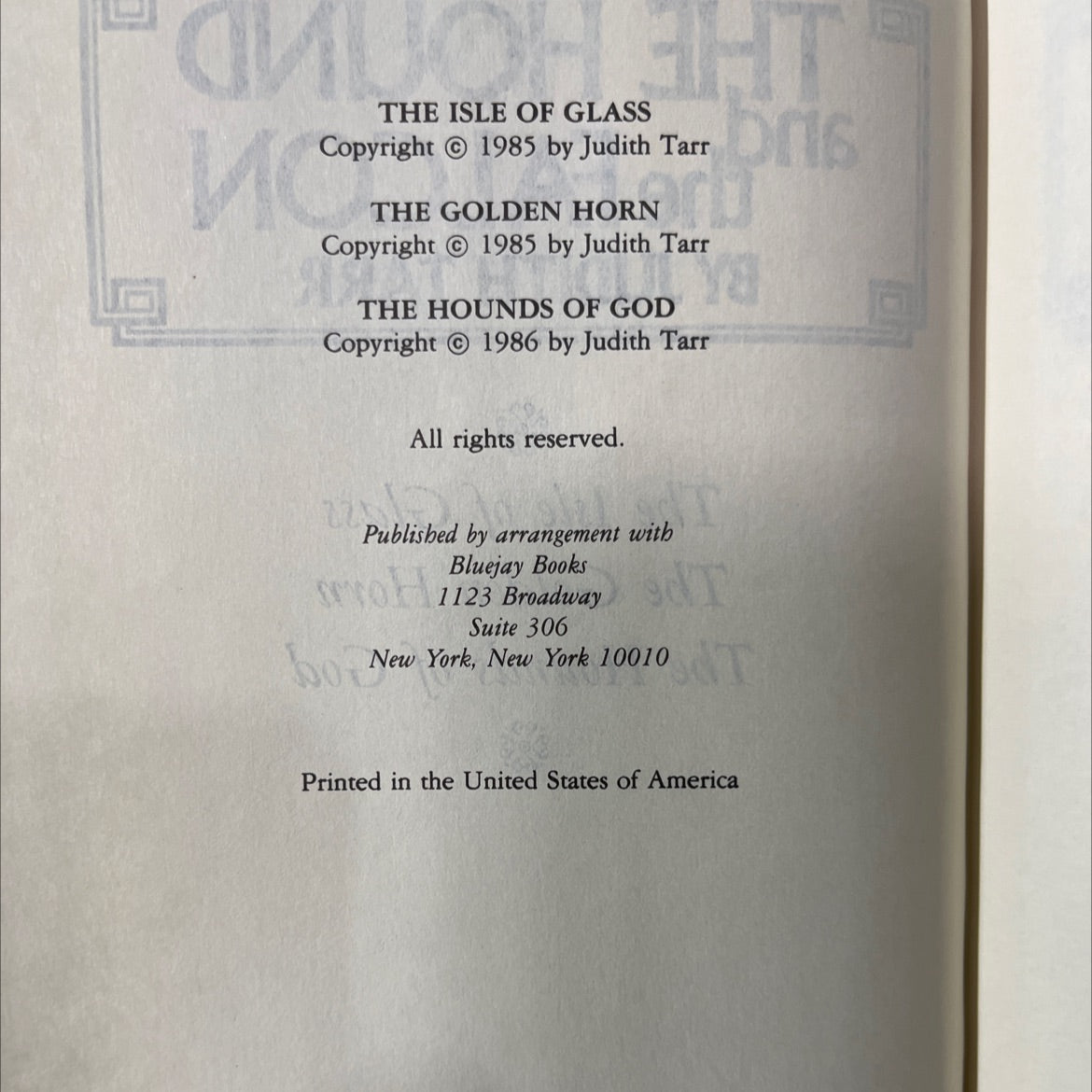 the hound and the falcon book, by judith tarr, 1986 Hardcover image 3