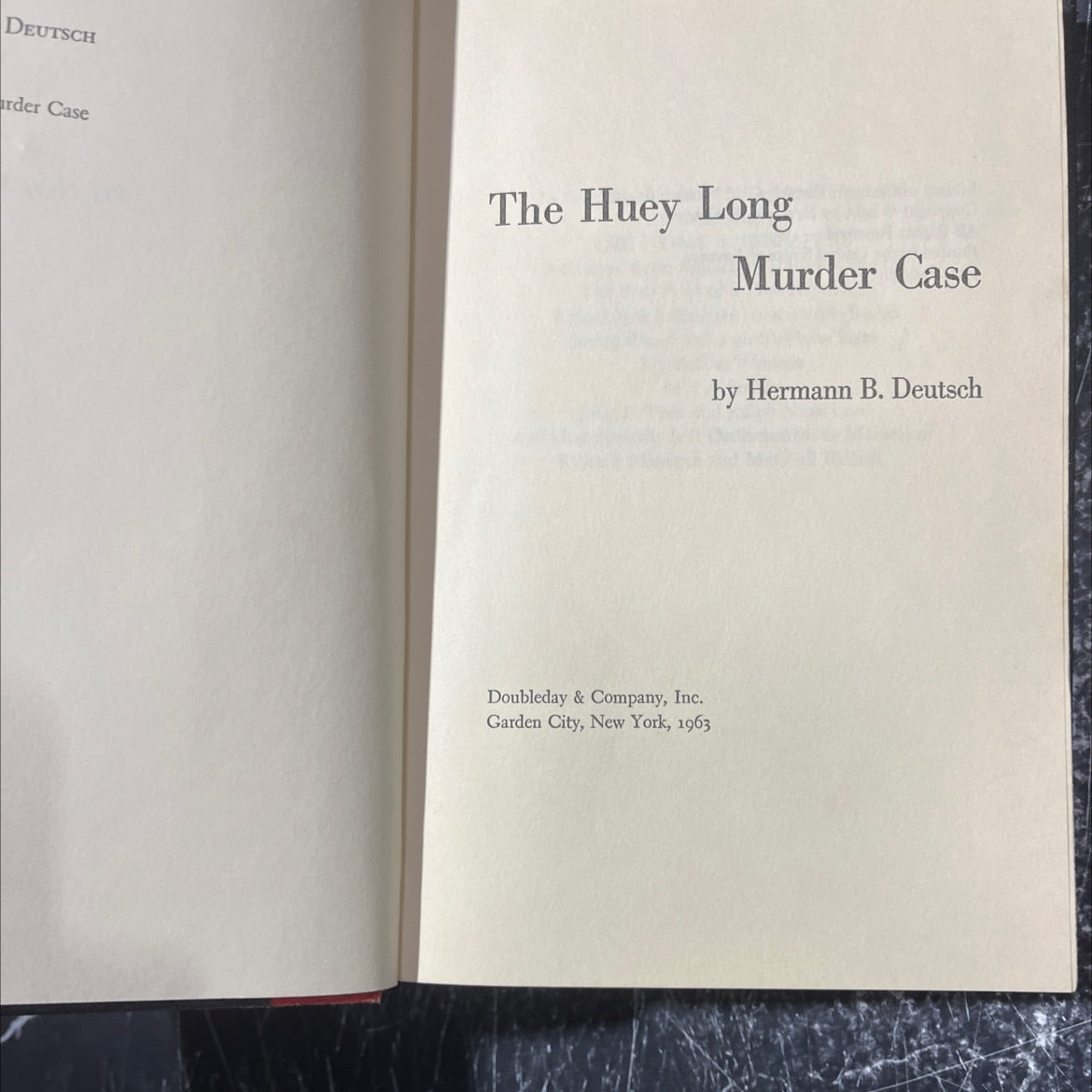 the huey long murder case book, by hermann b. deutsch, 1963 Hardcover image 2