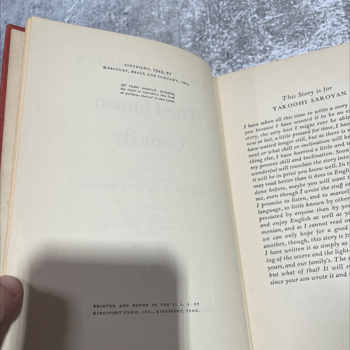 the human comedy book, by william saroyan, 1943 Hardcover image 3