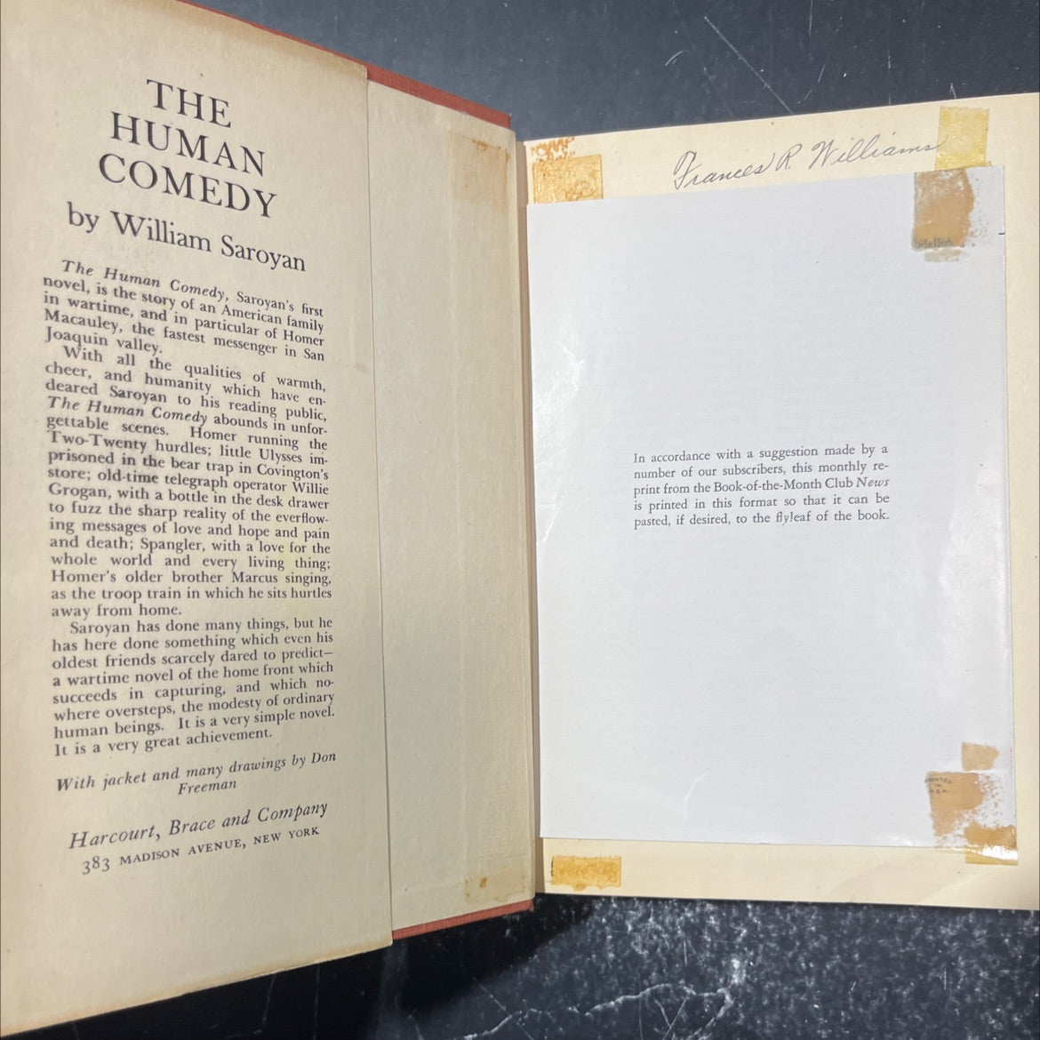 the human comedy book, by william saroyan, 1943 Hardcover image 4