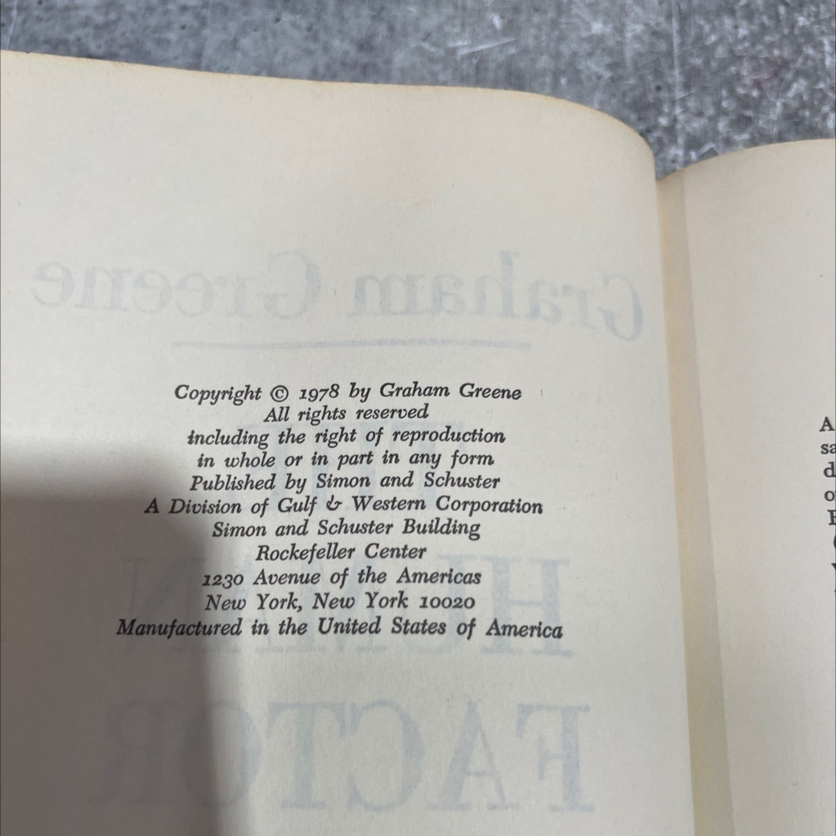 the human factor book, by Graham Greene, 1978 Hardcover image 3