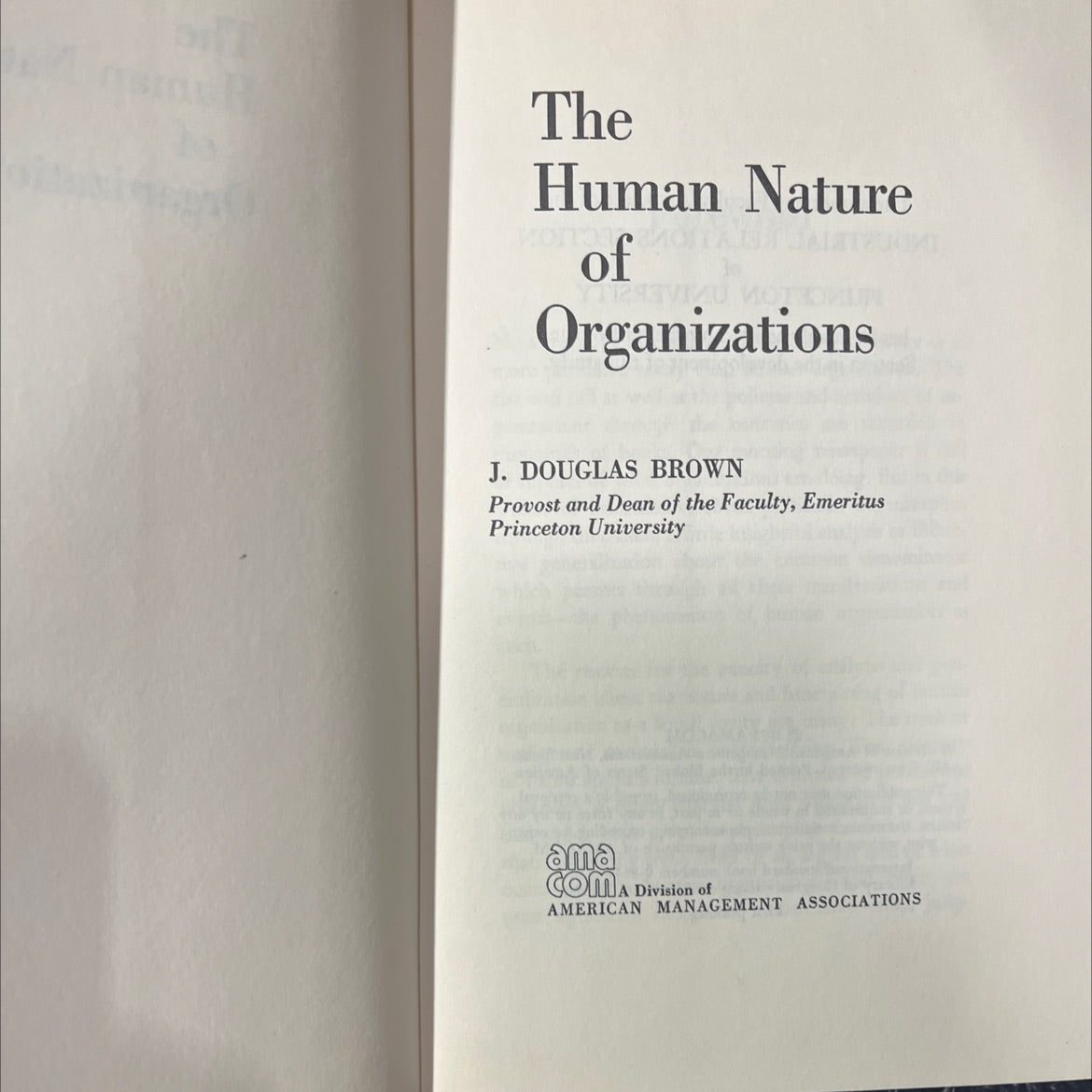 the human nature of organizations book, by j. douglas brown, 1973 Hardcover image 2