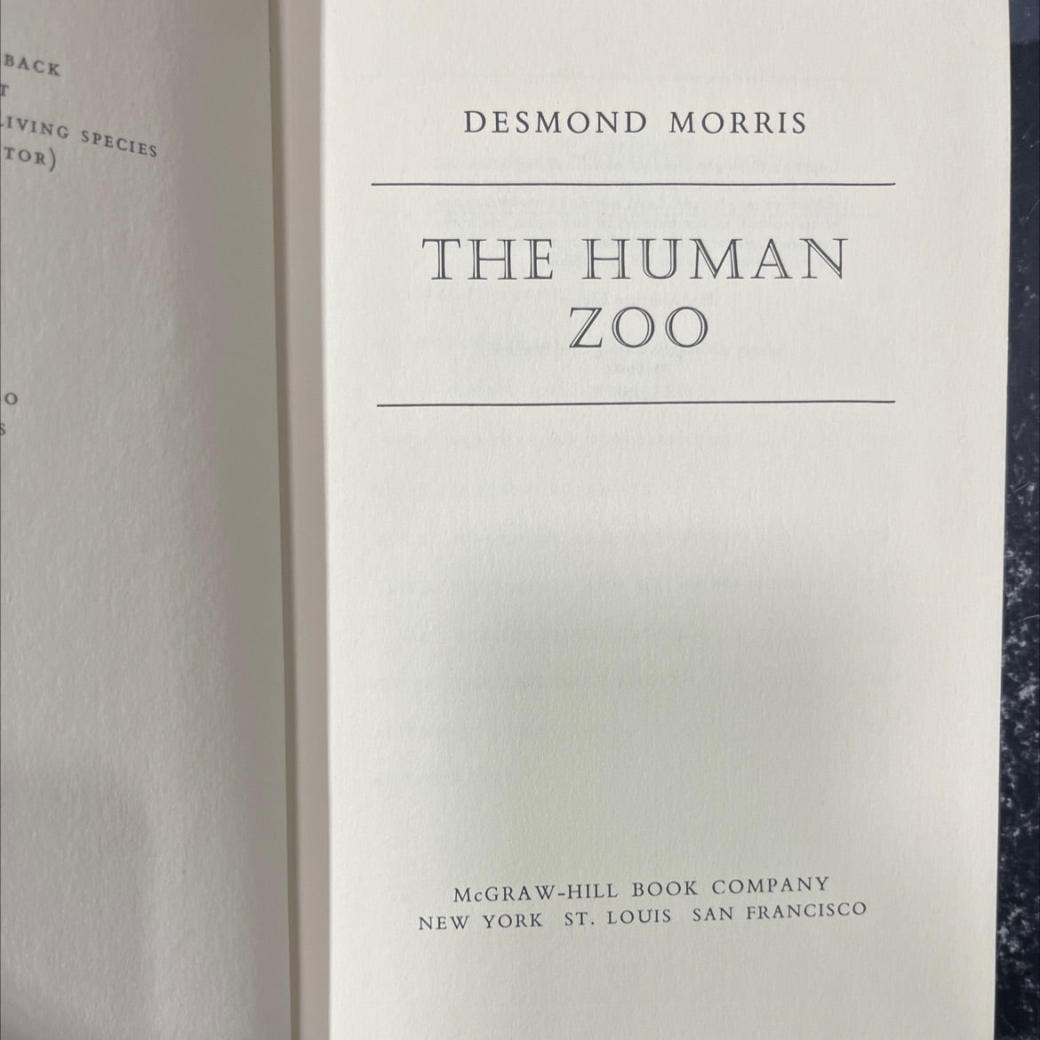 the human zoo book, by desmond morris, 1969 Hardcover image 2
