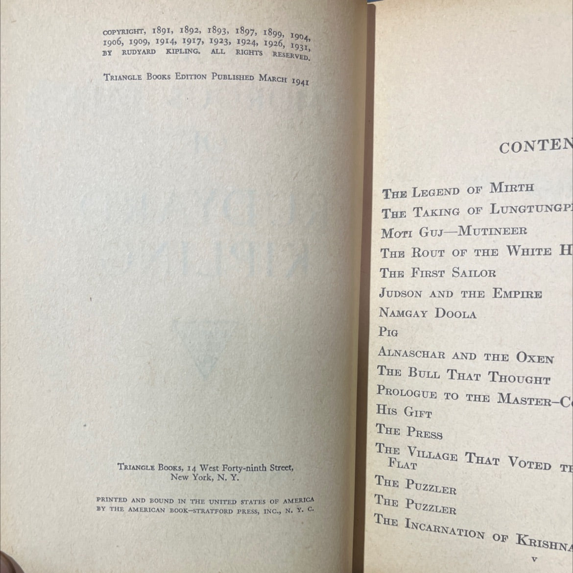 the humorous tales of rudyard kipling book, by rudyard kipling, 1941 Hardcover image 3