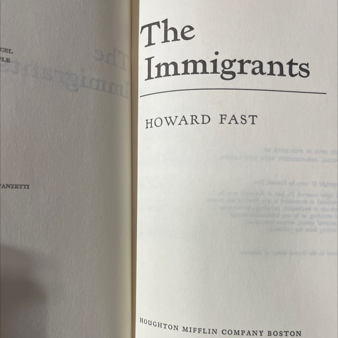 the immigrants book, by howard fast, 1977 Hardcover image 2
