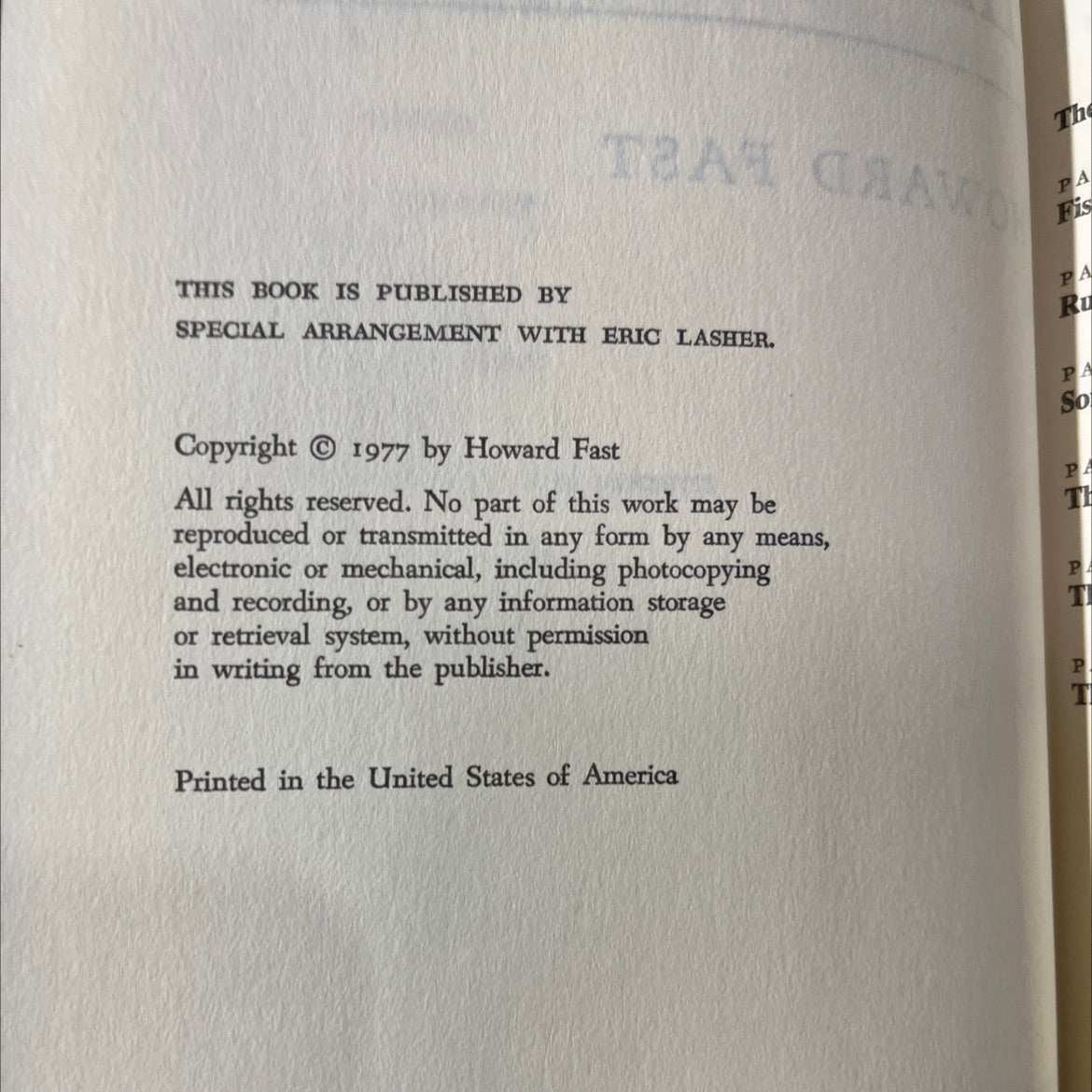 the immigrants book, by howard fast, 1977 Hardcover image 3